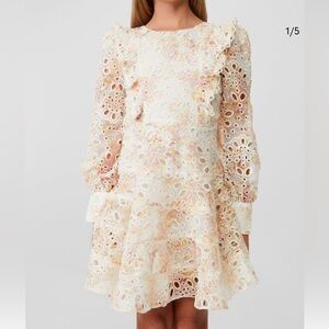 Bardot Cream and Pink Eyelet Dress